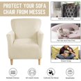 thumbnail image 4 of TOPCHANCES Stretch Velvet Armchair Slipcover, Anti Slip Chair Covers for Living Room, Beige, 4 of 5