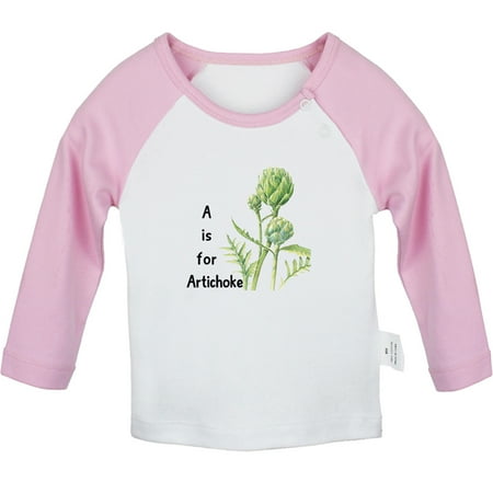 

iDzn A is For Artichoke Funny T shirt For Baby Newborn Babies T-shirts Infant Cute Tops 0-24M Kids Graphic Tees Clothing (Long Pink Raglan T-shirt 18-24 Months)