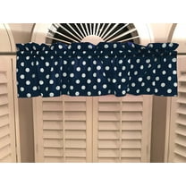 cotton polka dots window valance 58 wide white on navy
