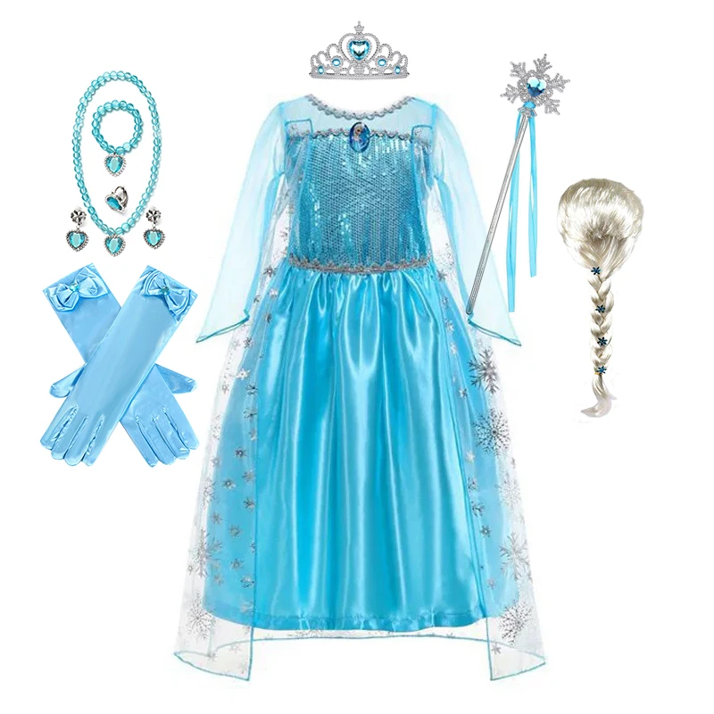 Disfraz Vestido Elsa Frozen Niña Con Accesorios Halloween | Cuotas Sin