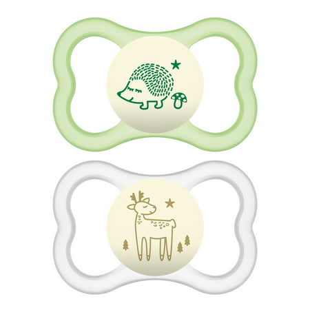 MAM Sensitive Skin Pacifiers, Baby Pacifier 6+ Months, Best Pacifier for Breastfed Babies, 'Air Night’ Design Collection, Unisex,