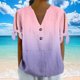 thumbnail image 4 of Vestidos Casuales Para Mujer, Blusas De Mujer De Moda Camiseta holgada de manga corta con cuello en V, botones y estampado sin posicionamiento para mujer, estilo informal y de moda, 4 of 7