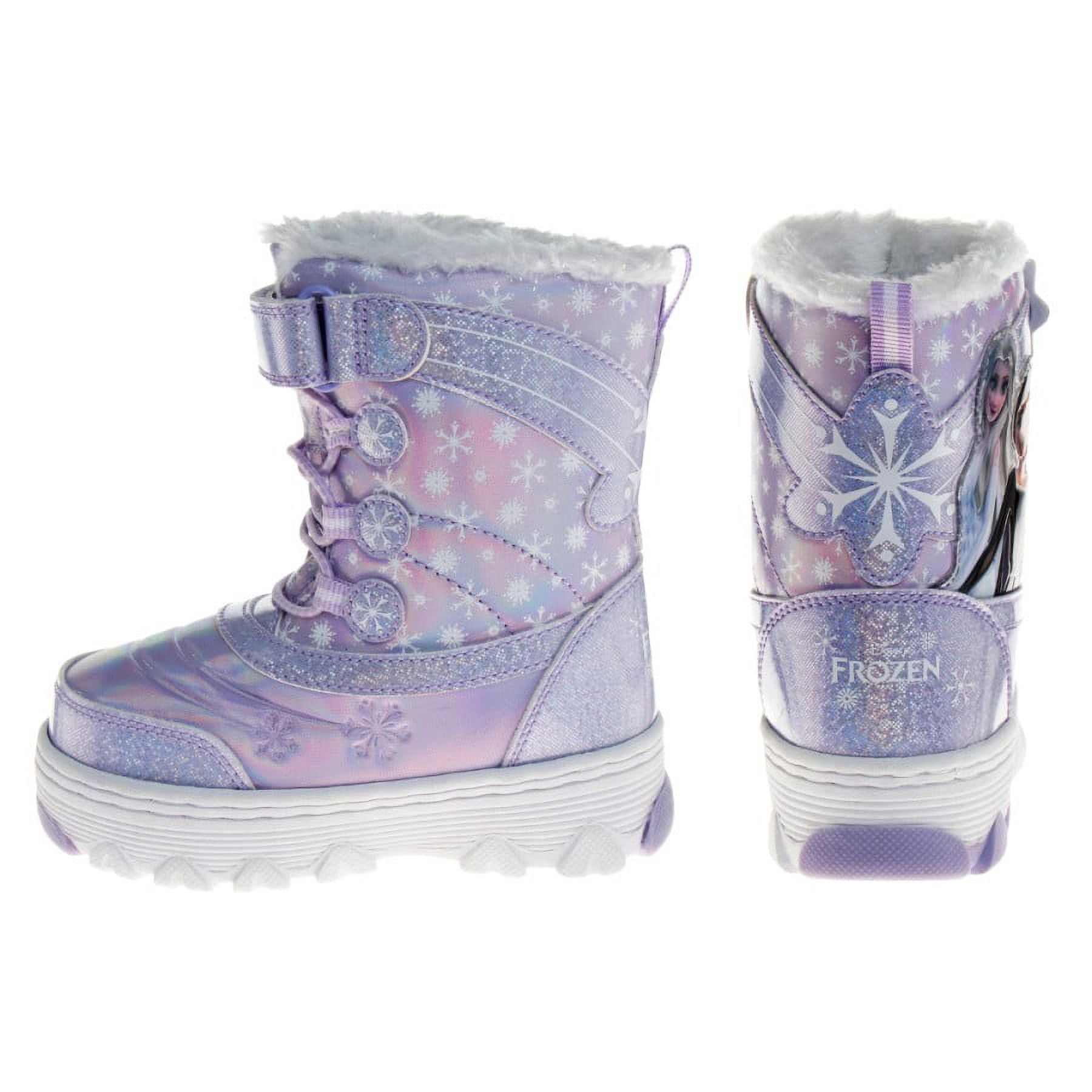 Disney Girls’ Frozen Boots – Elsa and Anna Fur Trim Snow Boots (Toddler/Little Kid) color: Purple size: 11