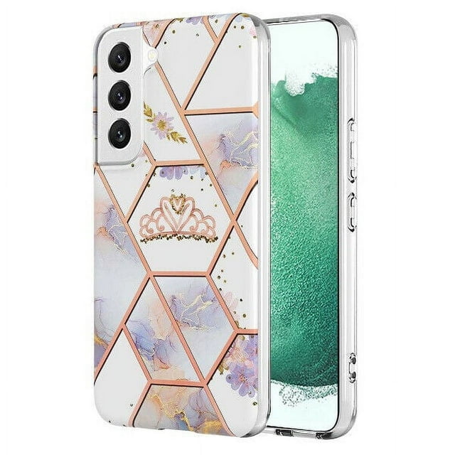 Samsung Galaxy S23 Case Diamond Platinum Collection Hybrid Bumper Protective Phone Case, Soft, Sleek Protection, Slim Design, Matte Finish - Pink Crown