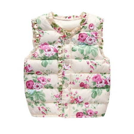 - Toddler Baby Girls Casual Floral Print Waistcoat Kids Vests Outerwear