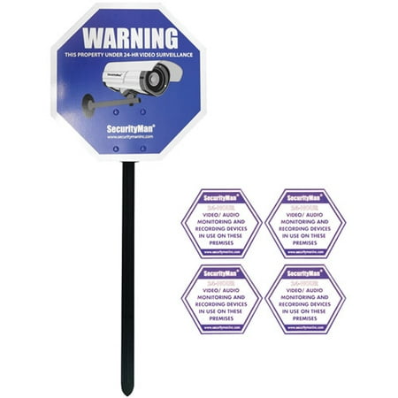 SECURITY WARNING SIGN REFLECTIVE SIGN WITH YARD STAKE