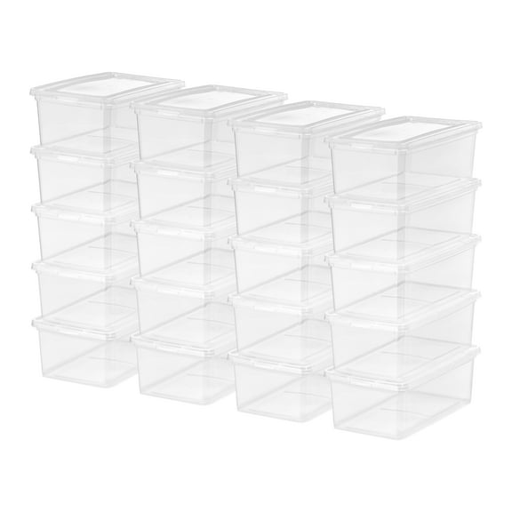 IRIS USA 6 Qt. Small Stackable Plastic Closet Storage Box, Clear, 20 Pack