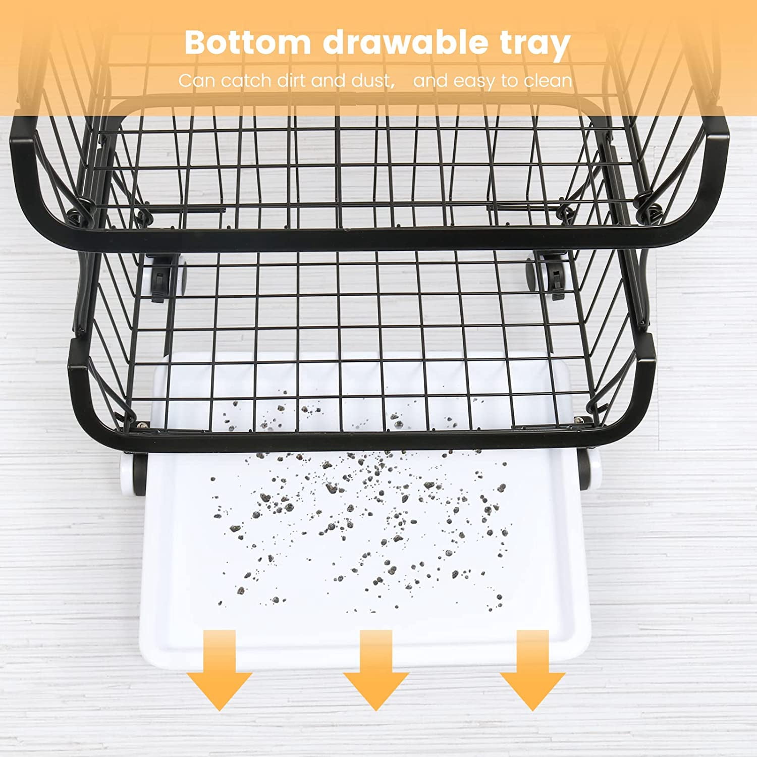 WERSEON 5 Tier Fruit Basket for Kitchen Organizers and Storage, Stackable Metal Wire Basket Stand Cart with Wheels for Fruit Vegetable