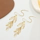 thumbnail image 5 of HomeKingdee Hollow Leaves Earrings - Sparkling Gold Color​ Metal Dangle Earrings for Women Holiday Christmas Party Gift, 5 of 6