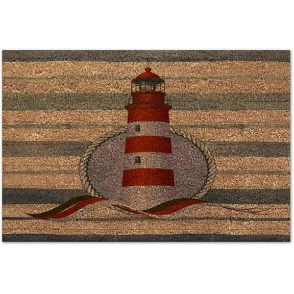 Door Mat Rug Heavy Duty Nautical Beach Ocean Theme Lighthouse Welcome Mat for Front Door Shells Starfish Beach Coastal Couple Gifts 16x24 Inch.