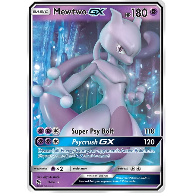 Tarjeta coleccionable Pokémon Mewtwo GX 3168 SM Hidden Fates