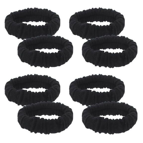 ELAYARD 8Pcs Black Velvet Elastic Hair Bands No Damage Hair Ties for Secure Comfortable Hold