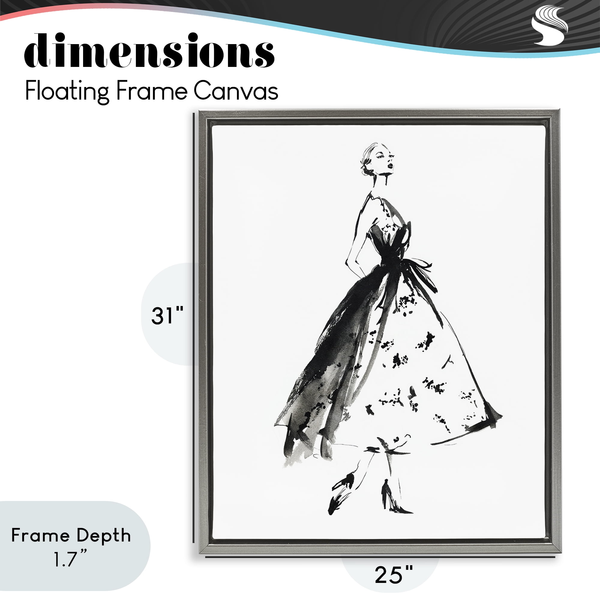 Stupell Industries Ethereal Couture Contour Gray Framed Floater Canvas Wall Art, design by Svetlana Aleynikova