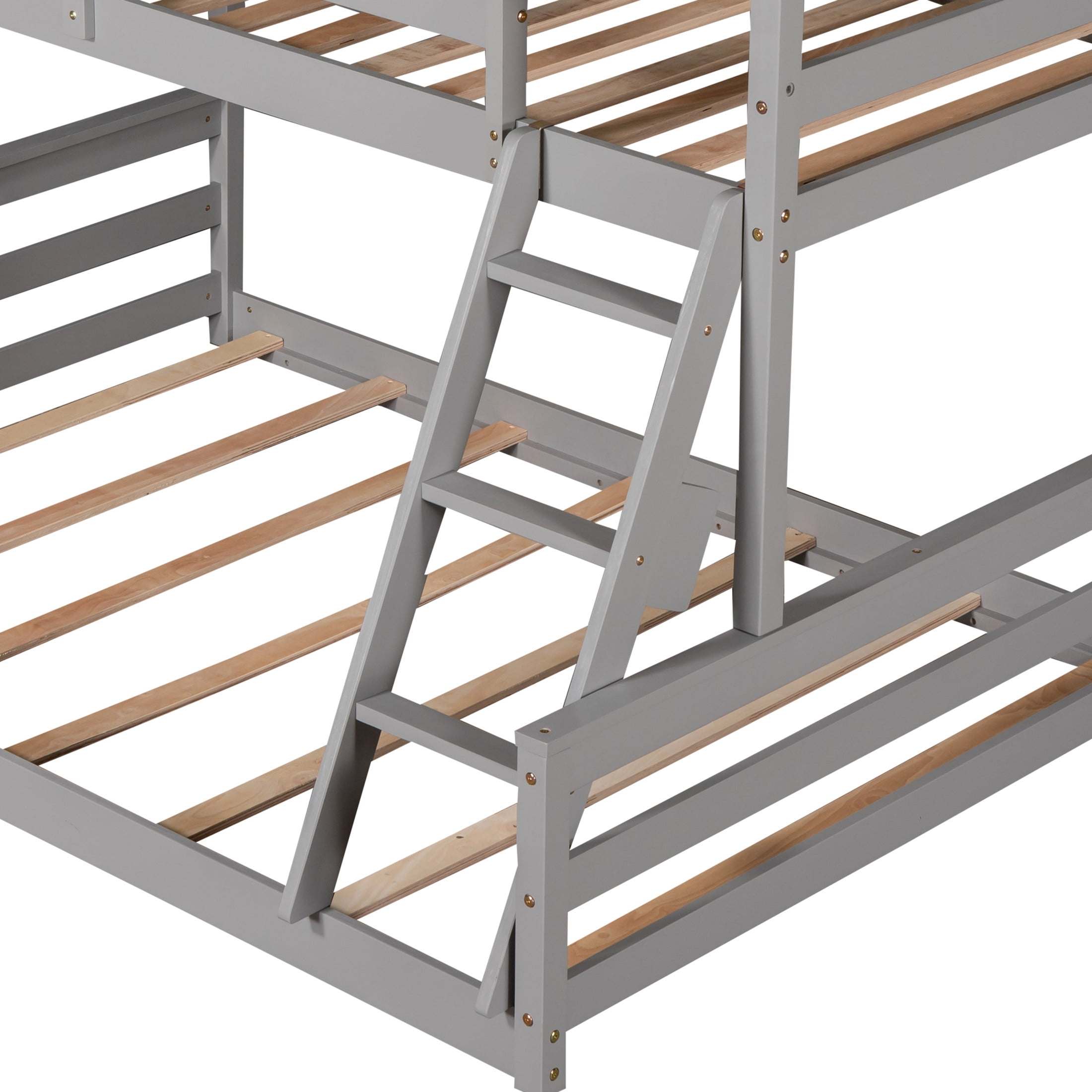 Noble House Flora Twin over Full House Bunk Bed with Ladder, Convertible 2-in-1 Design, Space Saving, Gray