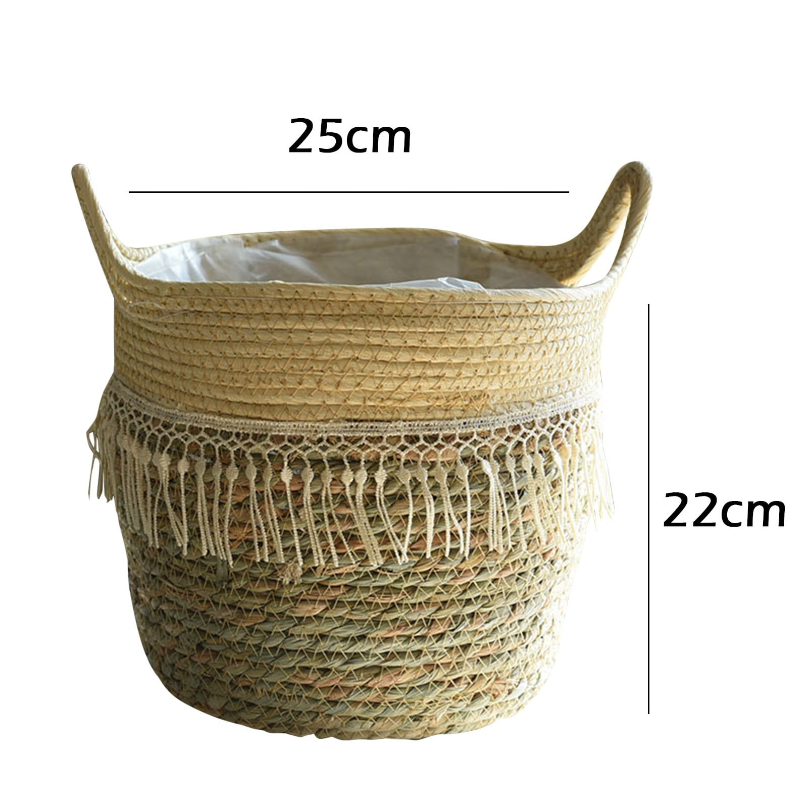 Fdelink Flower Pot Seagrass Wicker Basket Flower Pot Folding Basket Storage Basket Decoration