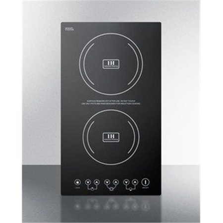 Summit SINC2220 230V 2-Burner Built-in Smooth Top Induction Cooktop - Black