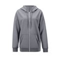 thumbnail image 4 of WTOBBY Women's Zip Up Hoodie Oversized Sweatshirt Fall Fashion Casual Jacket Long Sleeve Pullover for Street Style Comfort Wear,Gray M, 4 of 5