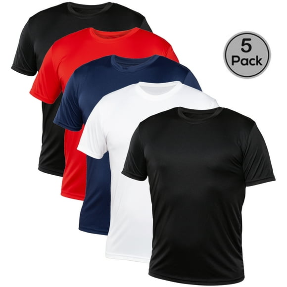 Blank Activewear Lot de 5 T-Shirts pour Homme, Tissu Performance à Séchage Rapide