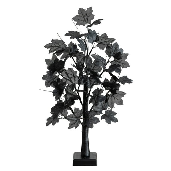 Nearly Natural 2ft. Pre-Lit Artificial Halloween Black Maple Tree with 24 Orange & Purple LED Lights