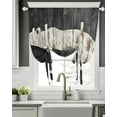 thumbnail image 5 of White Brown Bear Tie Up Curtains for Window, Thermal Insulated Balloon Shade Adjustable Rod Pocket Curtains Valance Panels for Kitchen Bathroom Cafe 42 x 54 Vintage Country Rustic Wooden Grain, 5 of 6