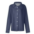 thumbnail image 6 of Button Up Shirt Women, Comdrip Women's Fashion Casual Solid Color Button Long Sleeve Shirts Tops Womens Dress Shirts Navy S, 6 of 7