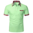 thumbnail image 4 of Charmgo Mens T-Shirts Clearance, Men Spring Summer Short Sleeve Button Down Shirts Plaid Lapel Print T Shirt Golf Shirts for Men, Polo Shirts for Men Green XXL, 4 of 4