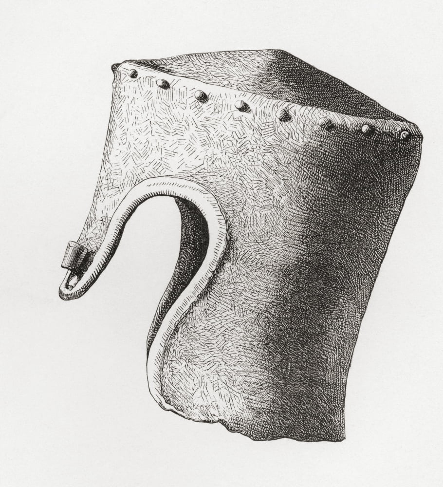Thirteenth Century Cylindrical Flat-Topped Helmet With Nasal Dug Up At Montgomery Castle In 1841 From The British Army Its Origins Progress And Equipment Published 1868 Canvas Art - Ken Welsh Design