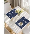 thumbnail image 5 of Navy Blue White Floral Placemats Set of 6, Abstract Art Summer Botanical Placemats for Dining Table, Place Mats for Kitchen Tabletop, Waterproof Wipeable Dining Table Mats Set, 5 of 9
