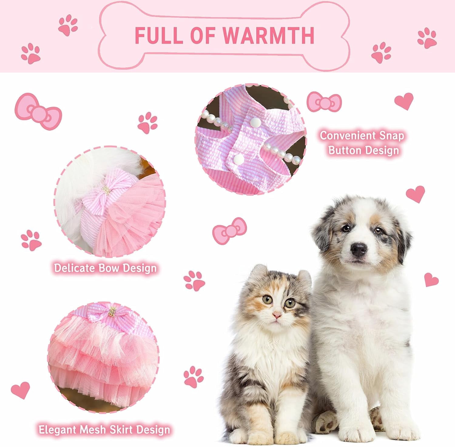 XiHAMA Dog Dresses, Fashion Pet Dog Clothes, Striped Mesh Puppy Dogs Princess Dresses