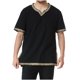 thumbnail image 1 of Camisas de Manga Corta de los Hombres Estilo Étnico Impreso Hendidura Cuello en V, Ligero Top Transpirable para la Primavera Y el Verano, 1 of 5