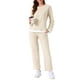 thumbnail image 2 of INSPIRAR CHIC Pijamas de Algodón Waffle para Mujeres de Manga Larga con Pantalones Conjuntos de Lounge a Juego con Bolsillos S Albaricoque, 2 of 6