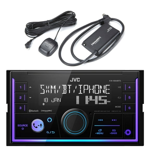 JVC In-Dash Double DIN USB/AUX Bluetooth AM/FM Stereo Digital Media Automotive Radio Receiver with Satellite Radio Vehicle Tuner Kit