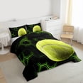 thumbnail image 3 of Homewish Geometric Honeycomb Full Size Comforter Sets,Tennis Sport Bedding Comforter Set,Green Hexagon Bedding Sets For Teens,Ultra Soft Home Decor Reversible,3-Piece, 3 of 8