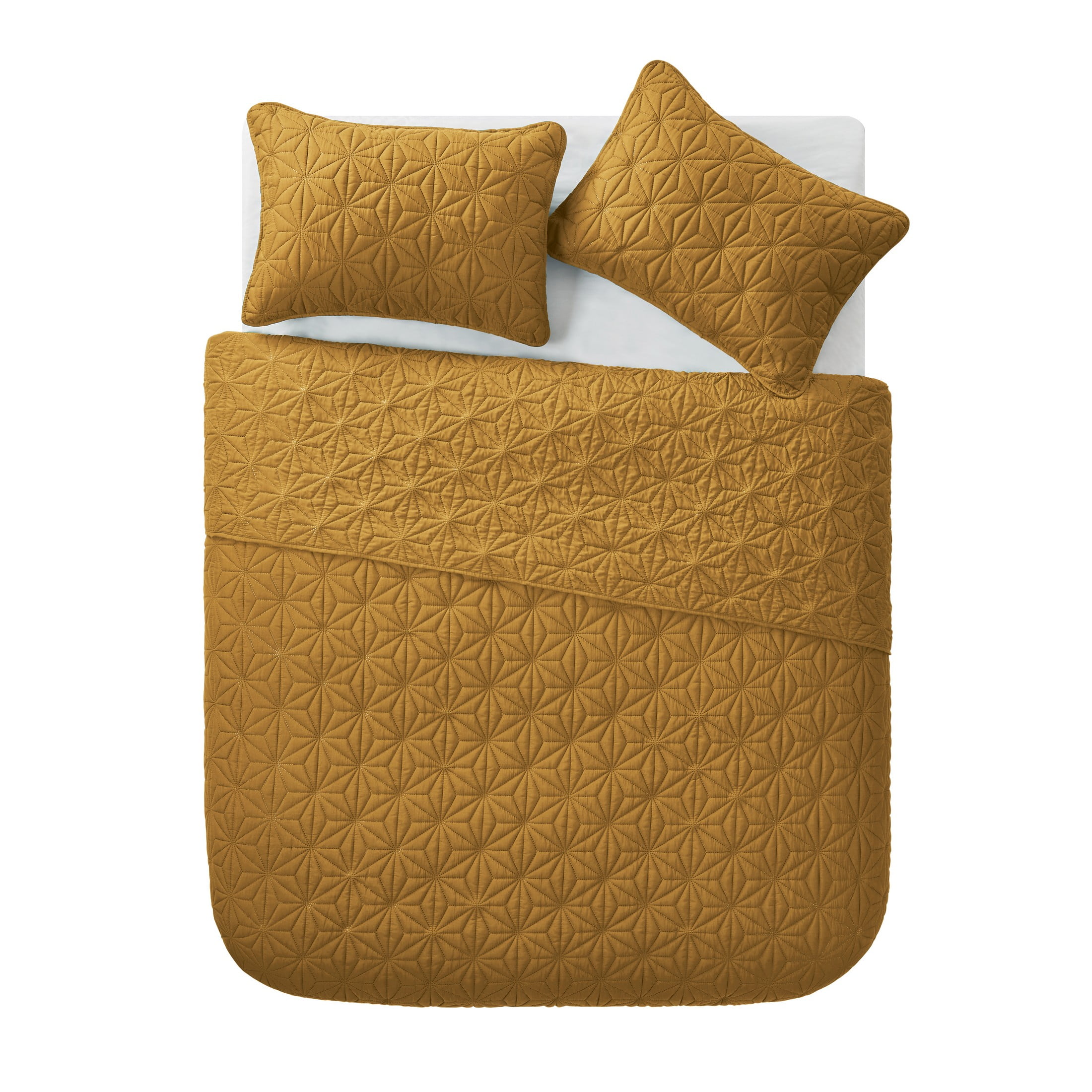 VCNY Home Kaleidoscope 3-Piece Gold Geometric Quilt Set, Full/Queen, Adult, Unisex
