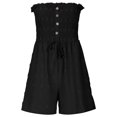 thumbnail image 5 of biudgviw Rompers for Women Strapless One Piece Tube Top Jumpsuits off the Shoulder Smocked Button Summer Beach Outfits for Date Night, 5 of 7