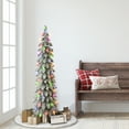 thumbnail image 2 of 4 ft Pre-lit Flocked Alpine Pencil Tree 139 Tips 50 UL Multi-color Incandescent Lights, 2 of 2