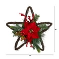 thumbnail image 2 of Nearly Natural Christmas Poinsettia Star Twig Plastic Holiday Wreath, 16" (Brown), 2 of 4