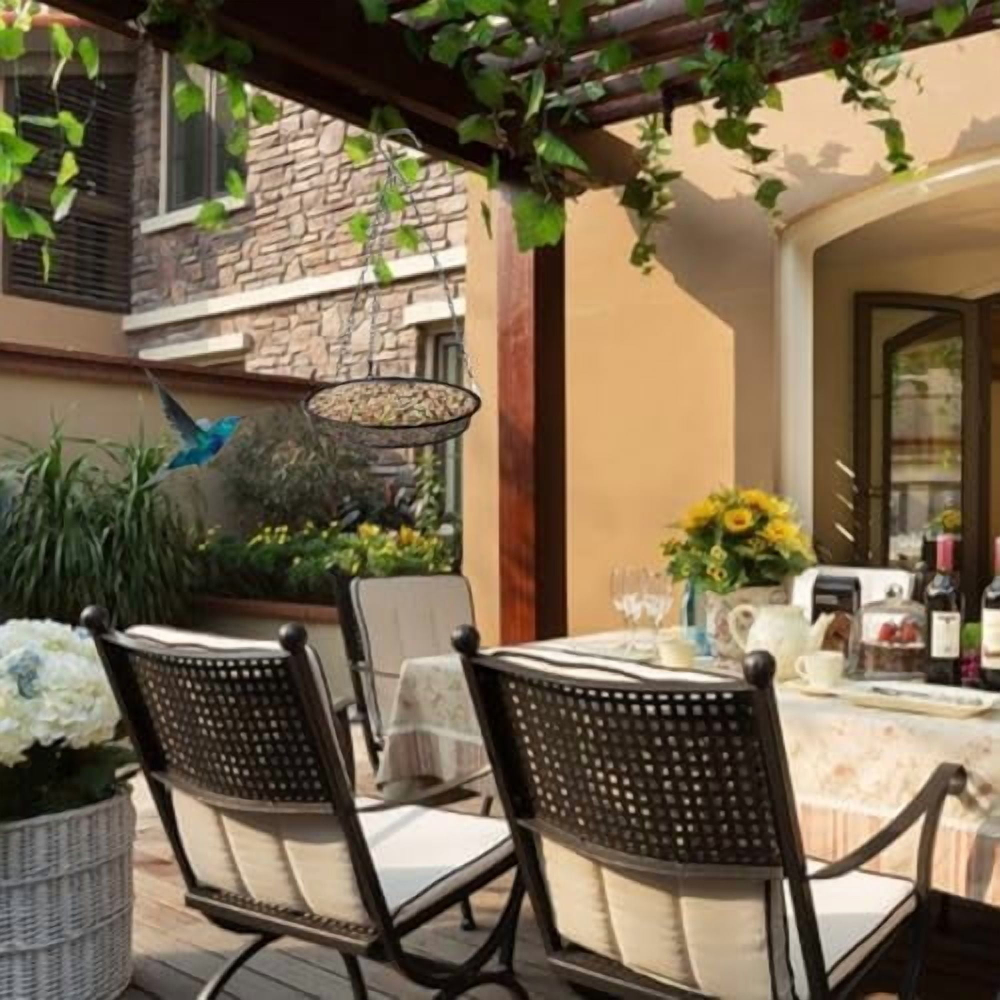 2 Pack Metal Mesh Platform Bird Feeders - Attracts Birds, Hanging for Garden & Yard$$Garden &