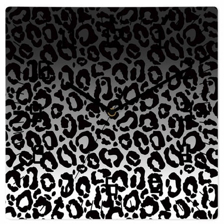 Black Ombre Leopard Wooden Wall Clock Silent Non Ticking, Modern Abstract Art Aesthetics Square Wall Clocks Battery Operated, Decor Clock for Home Office, Living Room, Kitchen, 12 Inch