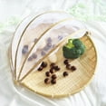 thumbnail image 5 of Hand-Woven Bamboo Food Serving Tent Basket Tray Fruit Vegetable Bread Storage Basket Serving Food Outdoor Picnic Mesh Net Cover, 5 of 6