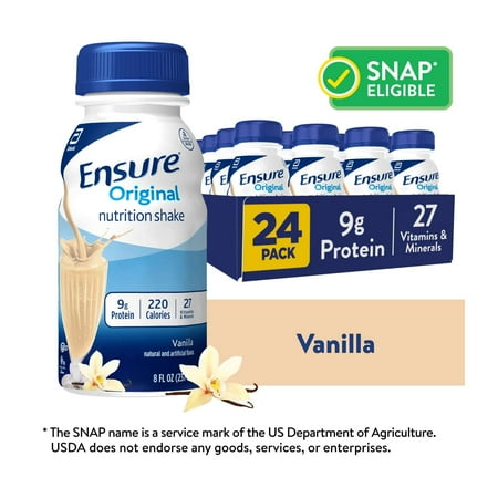 Ensure Original Meal Replacement Nutrition Shake, Vanilla, Ready to Drink, 8 fl oz, 24 Pack