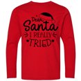 thumbnail image 3 of Inktastic Christmas, Dear Santa I Really Tried, Santa Hat, Typography Long Sleeve Youth T-Shirt, 3 of 5