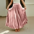 thumbnail image 6 of Yucgh Women's Pleated Solid Color Maxi Skirt with Large Swing, A-line Floor Length Skirt, Casual Flowy Skirt with Elastic Waist,Pink,L, 6 of 8