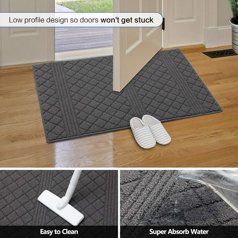 Indoor Doormat,Front Back Door Mat Rubber Backing Non Slip Door Mats  20”x31.5” Absorbent Resist Dirt Entrance Doormat Inside Floor Mats for  Entryway Machine Washable Low-Profile (Grey) 