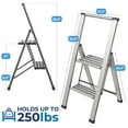 thumbnail image 3 of Sorfey 2-Step Folding Step Ladder Aluminum Foldable Step Stool Step Platform, 3 of 8