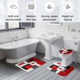 thumbnail image 6 of Red Black Bathroom Rugs Set Color Block Stitching Non Slip Absorbent Soft Bath Mats 3 Piece Set with Bathroom Rug, U-Shaped Floor Mat, Toilet Seat Cover Small Size, 6 of 9