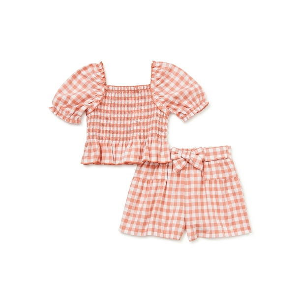 Wonder Nation Baby and Toddler Girls’ Shorts Set, 2-Piece, Sizes 0/3M ...