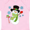 thumbnail image 4 of Inktastic Christmas Snowman in Top Hat with Candy Cane Boys or Girls Baby Bodysuit, 4 of 5