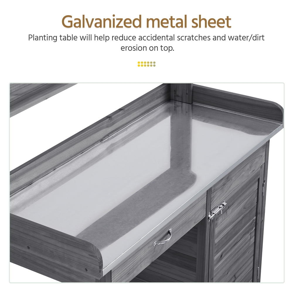 Renwick Gray Fir, Wood and Metal Potting Bench