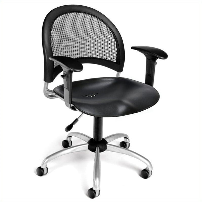 Ofm Moon Swivel Plastic Office Chair With Arms In Black